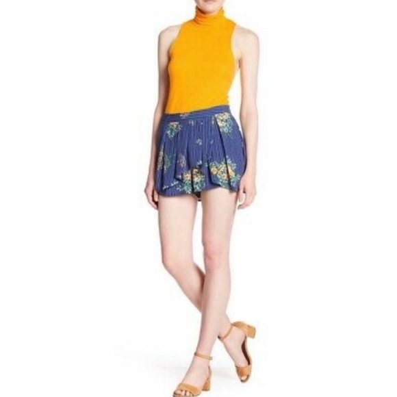 FREE PEOPLE Lasting Lagoon Multicolor Floral Print Shorts